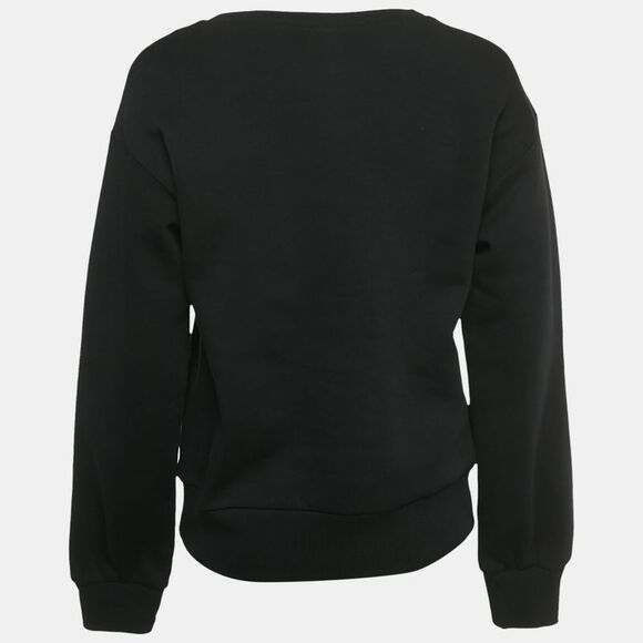 All Saints Black Cotton Embellished Trim Sweatshirt S - Picture 2 of 4